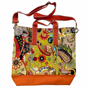 Hadaki French Market Tote Bag Hannah Paisley Multi Color Crossbody Purse EUC